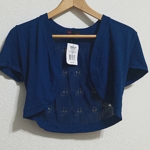 t/o sweaters size small royal blue cardigan